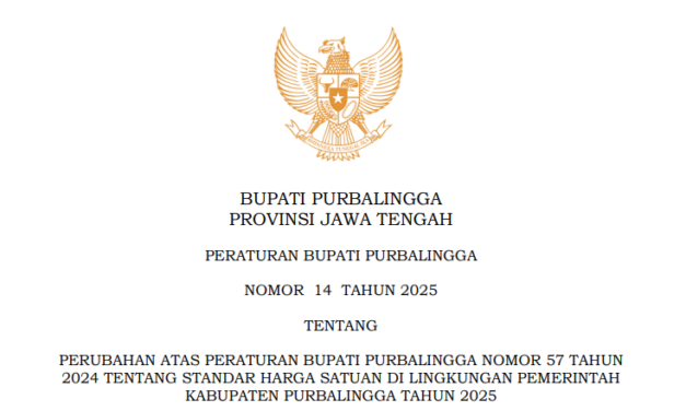 PERBUP PERUBAHAN ATAS STANDAR HARGA SATUAN